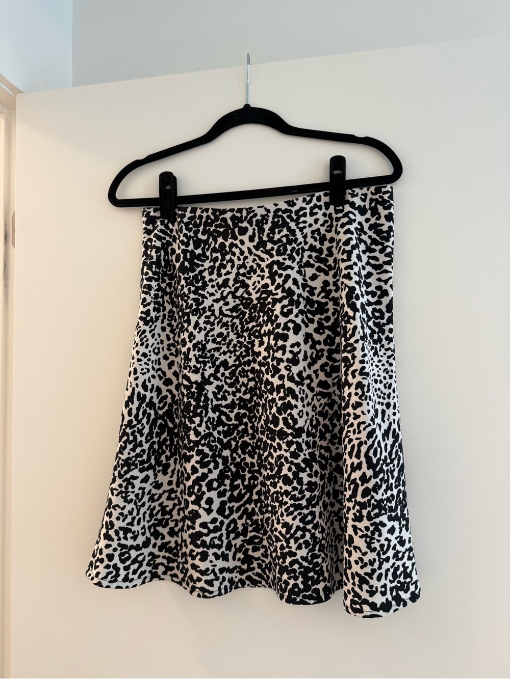 Black & White Leopard Print A-Line Skirt